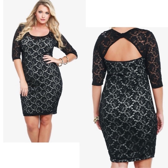 torrid Dresses & Skirts - TORRID NWT Black Lace Open Back Bodycon Dress 0 (L/12)